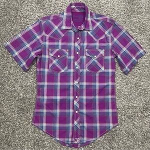 Wrangler Purple Women’s Plaid Western Pearl Snap Shirt